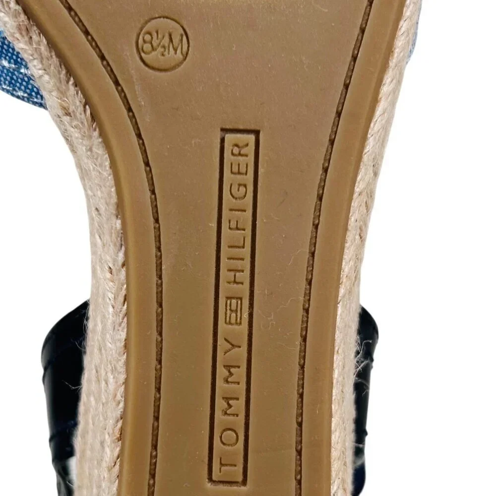Tommy Hilfiger 8.5 Espadrille Striped Jute Heel Resortwear Coastal Wrap